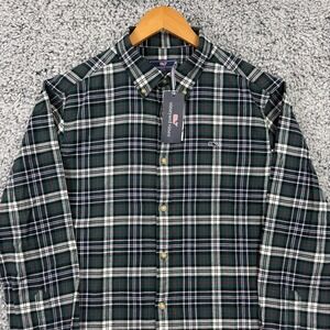 Vineyard Vines Shirt Mens Large Green Plaid Classic Fit Flannel Button Up NWT L